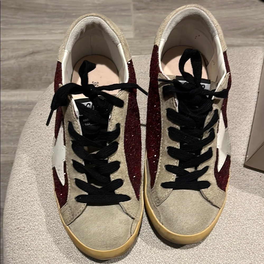 Golden Goose Glitter Bordeaux White Super Star sneakers- SOLD OUT EVERYWHERE!